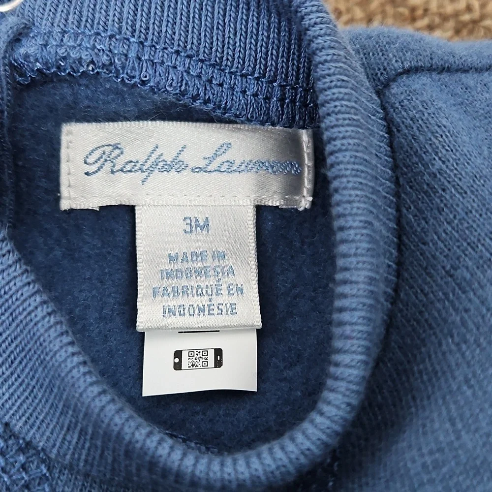 Ralph Lauren Baby Colorblock Long Sleeve One Piece Coverall Fleece Sz 3mos